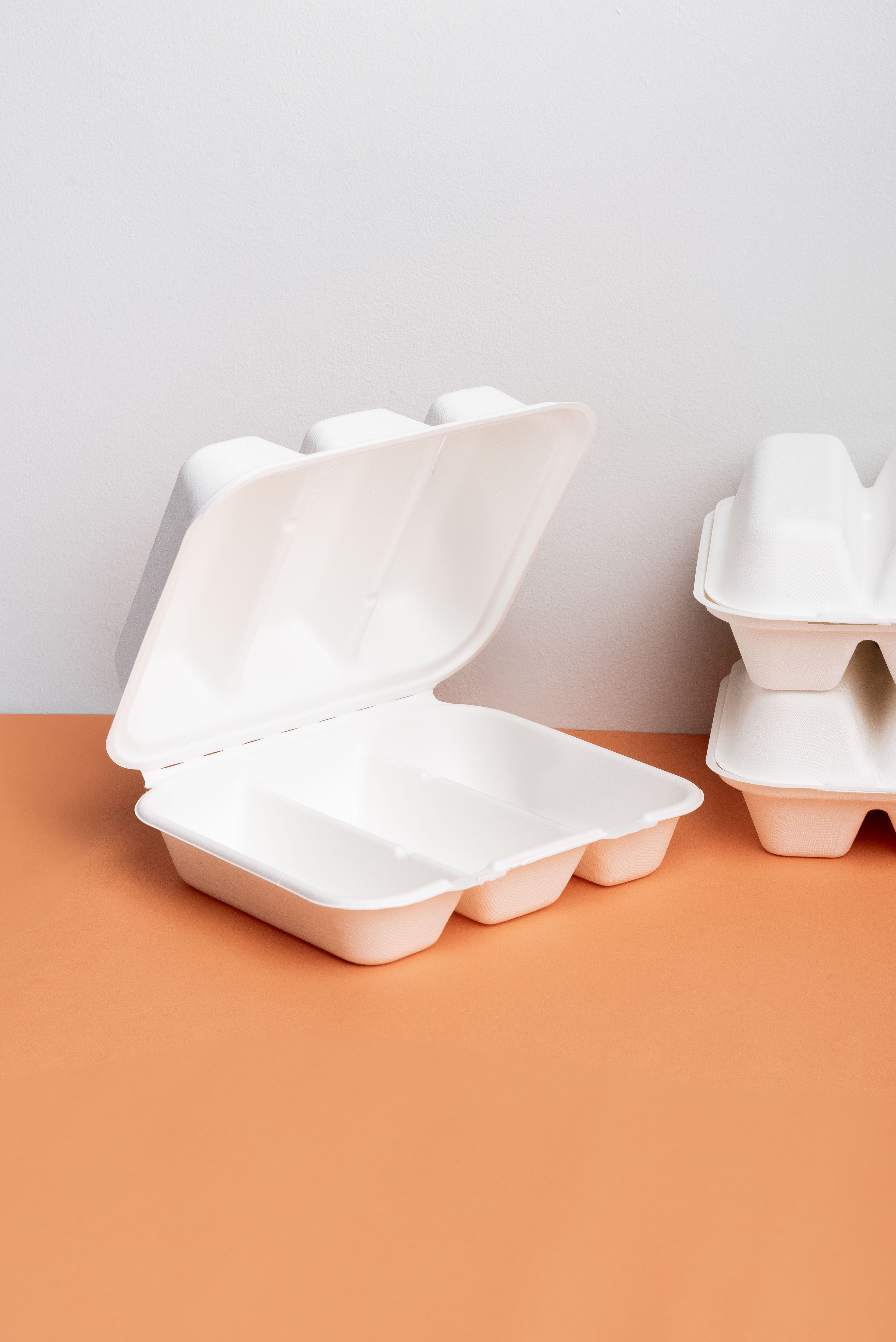 9x8 Taco Box 3-Compartment Compostable Clamshell - 200 count